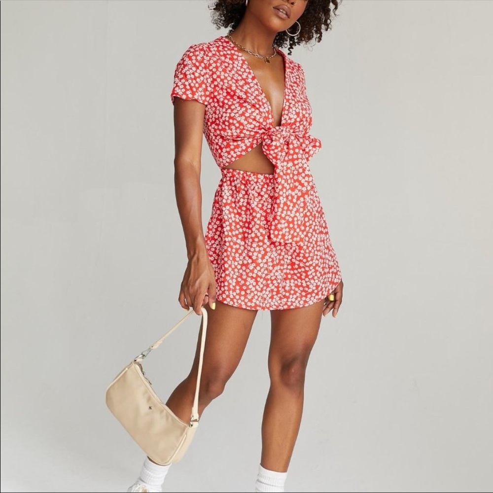 Princess Polly Floral Cutout Tie Romper
